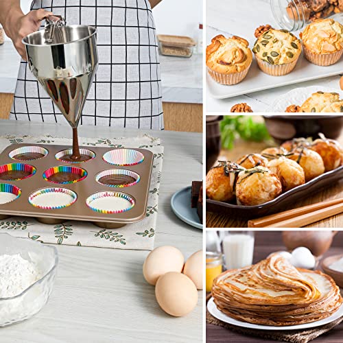MyLifeUNIT Pancake Batter Dispenser, Stainless Steel Funnel Cake Dispenser with Stand - size: Small