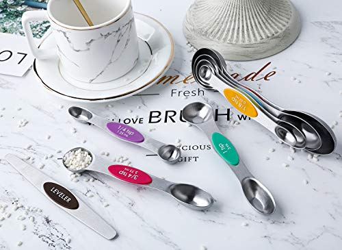 Magnetic Measuring Spoons Set Stainless Steel Dual Sided Measuring Spoons - color: Color