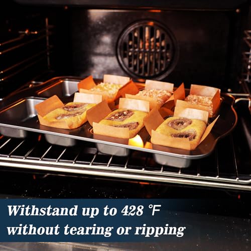 Webake 300pcs Unbleached Parchment Paper Mini Loaf Pan Liners Compatible with Wilton Mini Loaf Pan, Original Precut, Non Toxic Baking Paper for Banana Bread - color: Brown 3x2