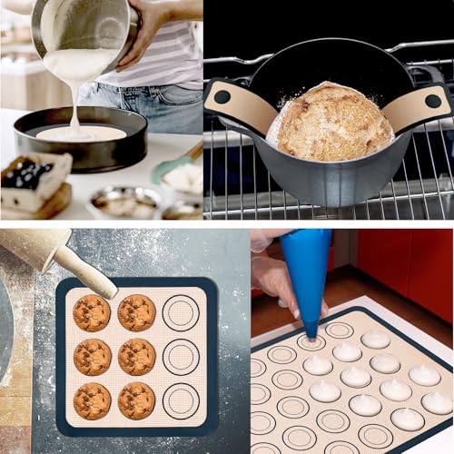 Silicone Baking Mat,Bread Baking Mats All-in-One Silicone Baking Mat Set - Kneading Mat,Non-Stick Pizza Bakeware Mat for Making Cookie,Bread,Bun,Pastry