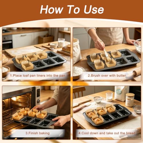 200 Pcs Mini Loaf Pan Liners for Baking Bread Pans 3x2 in Parchment - size: 3.15*2 inch