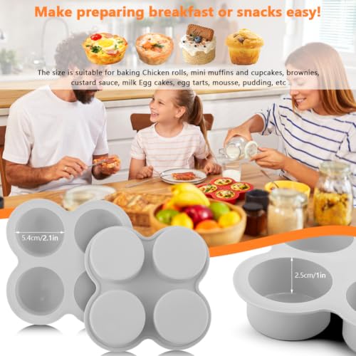 2 Pack Silicone Egg Bite Molds, with 1 Spatula & 1 Brush - color: Gray