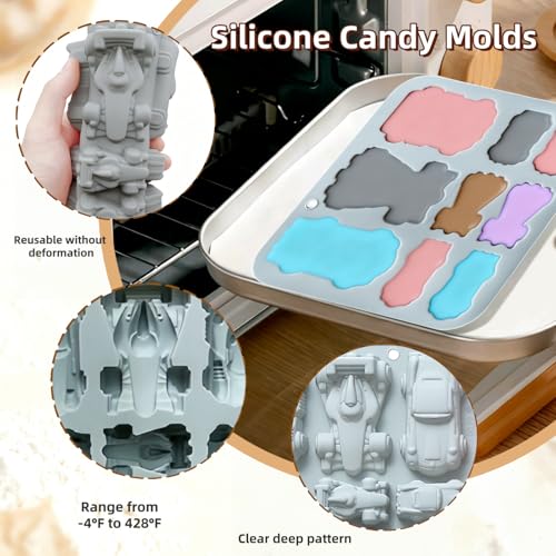 XIMEO Race Car Silicone Molds, 2 Pack, for Chocolate, Candy & Gummy - color: Racing Car Theme