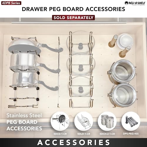 Rev-A-Shelf Trim to Custom Fit Wooden Pegboard Drawer Divider Organizer - size: 30" W x 21" D