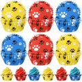 200 count Paw Bone Cupcake Liners Dog Wrappers Paw Pattern Cup Cake Holder Puppy Dog Theme Cupcake Wrappers for Baby Shower Birthday Party Supplies(Blue Red Yellow) - color: Blue Red Yellow