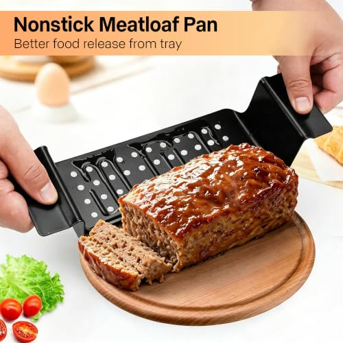 Meatloaf Pan with Drain Tray, 2 Pack Meat Loaf Pan with Drip Tray