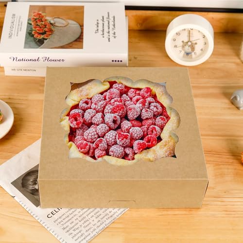 NPLUX 30 Pack Halloween Bakery Boxes,10x10x3inch Pie Boxes for Farm Markets - color: Brown
