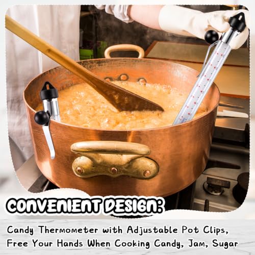 Photect 2 Pcs Candy Thermometer with Pot Clip 8", Black - color: Black