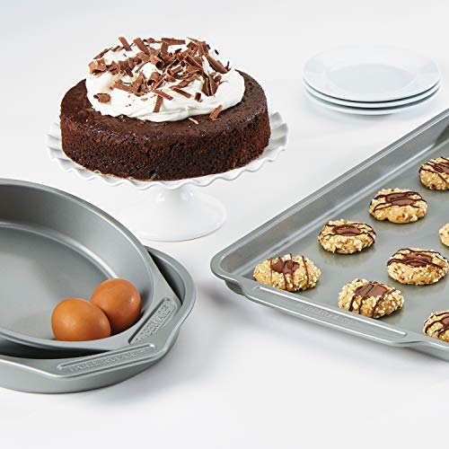 Farberware Nonstick Bakeware Set Includes Baking Cake Pans and Cookie Sheets, 4 Piece, Gray - size: 4-Piece Set A