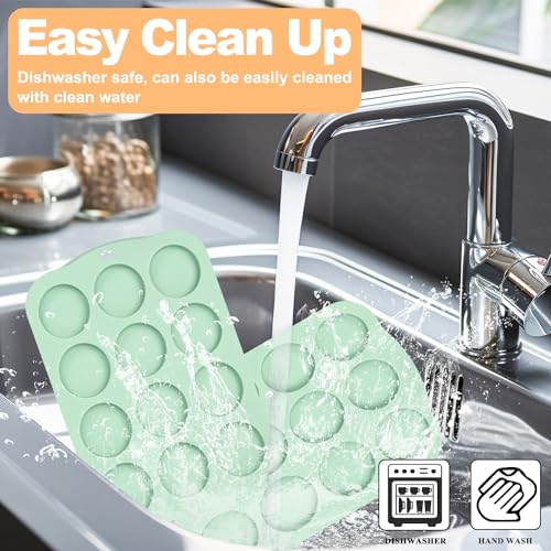 QELEG Silicone Muffin Top Pan, 3 Inch 12-Cavity, Green