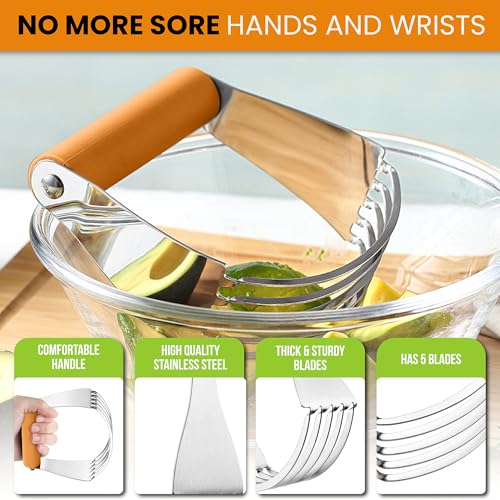 Spring Chef Large Dough Blender For Baking - Durable Pastry Blender - Mango - color: Mango, size: 4" Large
