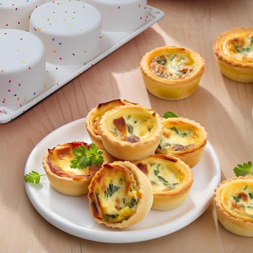 Silicone Egg Bite Molds, 2 Pack Silicone Egg Molds Frittata Pan, Deep 3 Inch Dash Egg Cups Sous Vide Egg Mold Round Rolls Molds for Egg Breakfast Sandwiches Omelets Dinner Rolls Baking - White - color: White, size: Round-2pcs