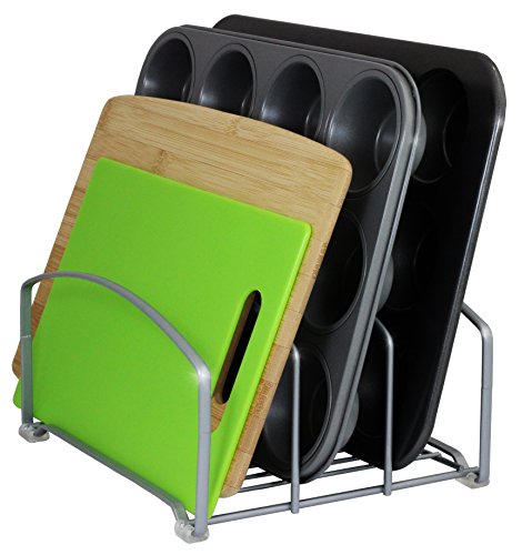 Deco Brothers Cookware Organizer Rack for Kitchen Cabinet, 3 Slot Holder - color: Silver