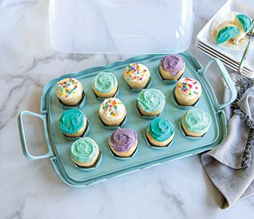 Nordic Ware Cakes and Cupcakes Carrier, Blue - size: 15.9" x 11" x 4.4", style: Cake and Cupcake Carrier