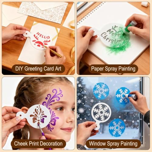 16 Piece Christmas Sprinkle Stencils for Latte Art, Cookie Icing & Cupcake Decorating - Holiday Cake Baking & Coffee Stencils, 3x4.1 Inches, Reusable for Home Bakers & Hosts - size: 16 Piece