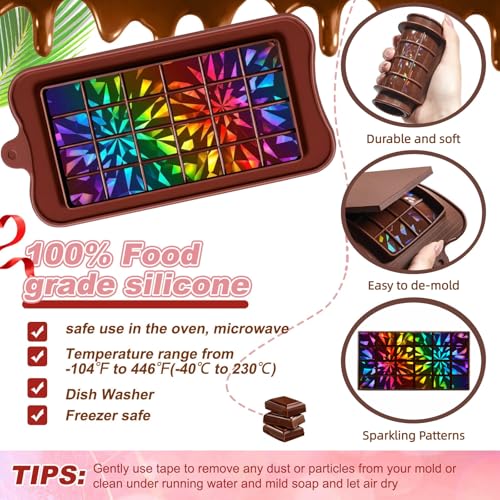 Ziliny Christmas Candy Molds Holographic Chocolate Mold Silicone, Diamond - color: Geometry