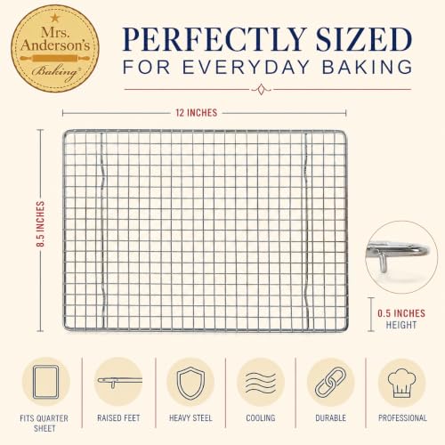 Mrs. Anderson's Baking Professional Cooling Rack, Heavy Duty Steel, Fits Quarter-Size Sheet Pans, 12 x 8.5 x 0.5-Inches - size: Quarter-Size - 8.5 x 12-Inch