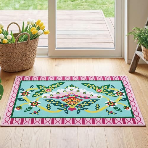 2x3 Pink Peony Area Rug, Soft Low Pile - color: Pink Peony, size: 2' x 3' (Rectangular)