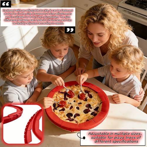 Silicone Pie Crust Shield, Adjustable Pie Edge Protector for 8-11.4 Inch Pies, 2-Pack Blue Baking Guards - Reusable, Non-Stick, Prevents Burned Edges for Perfect Golden Crust (Red) - color: Red
