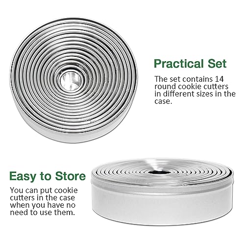 Alimat PluS 14 PCS Circle Cookie Cutters, Round Biscuit Cutter Set(Silver) - size: 14 Pack, Round Shape