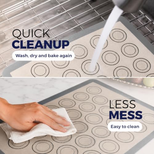 Macaron Baking Mat Silicone Non Stick, 3/4 Sheet Reusable Pack of 3 Gray - color: Macaron Baking Mats Gray, size: 3/4 Size Pack Of 3