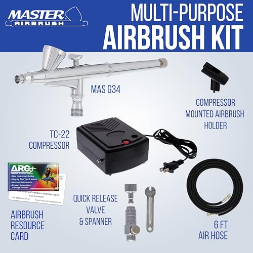 Master Airbrush Multi-Purpose Airbrush Decorating Kit with Dual-Action Air