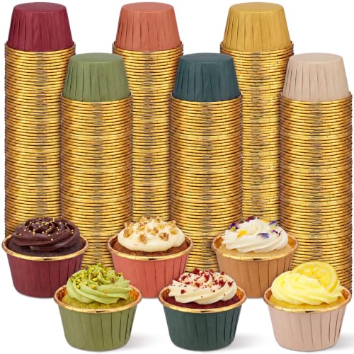 Geiserailie 100 Pcs Autumn Cupcake Liners Fall Foil Wrappers - color: Neatural, style: Classic