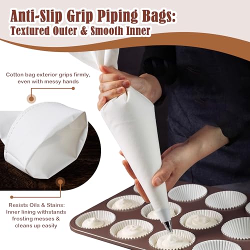 14-Piece Reusable Piping Bags and Tips Set with Stainless Steel Nozzles - size: 14