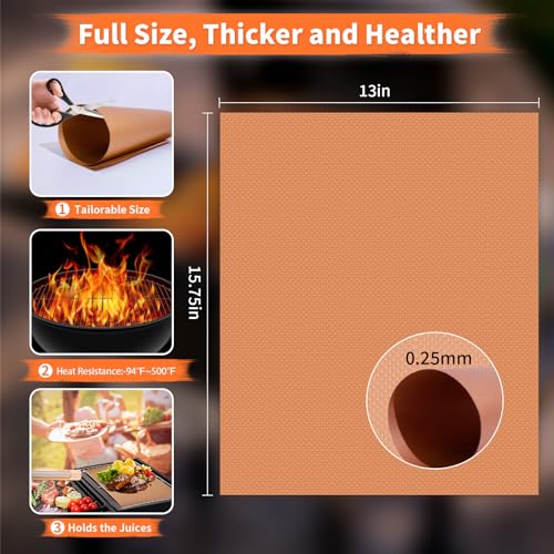 WIBIMEN Grill Mats for Outdoor Grill, Copper 9pcs Grill Mat - color: Copper 9pcs