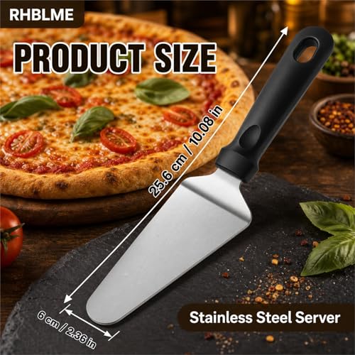 RHBLME 25 Pack Pizza Spatula, Pie Server Pie Cutter Cake Cutter, Stainless Steel Cake Serving Spatula Non Slip Easy to Grip Baking Triangular Spade Plastic Handle Shovel