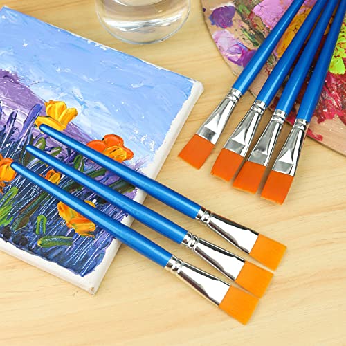 GACDR 1 Inch Flat Paint Brushes, 12 Bulk Acrylic Brushes for Watercolor - size: 1 inch 12 pieces