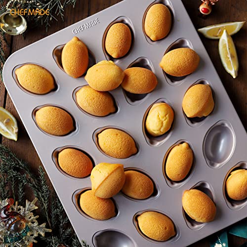 CHEFMADE Muffin Cake pan, 20-Cavity Non-Stick Lemon-Shaped Bakeware for Oven Baking (Champagne Gold) - size: 04 - 20 Cups