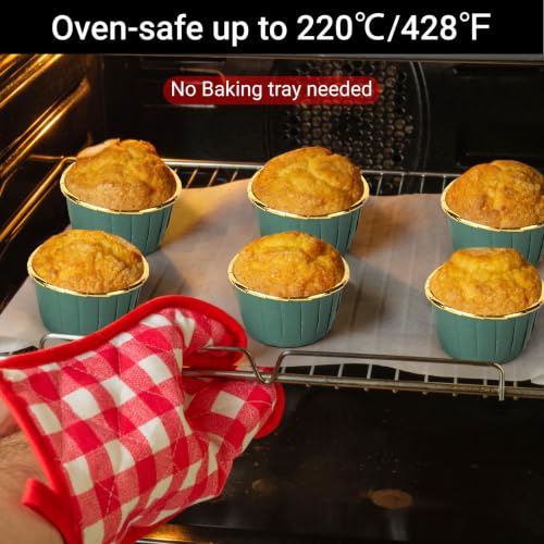 EUSOAR Green Cupcake Liners, 50pcs 3.5oz Aluminum Foil Baking Cupcake Cups - color: Dark Green/Gold, size: 50pcs