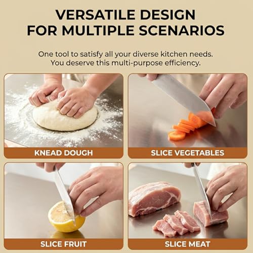 2026 NEW Stainless Steel Cutting Board With Lip, Non-Slip Dishwasher Safe, 304 Food Grade Stainless Steel Countertop Cutting Board for Kitchen Food Prep Meat Vegetables Baking (12"x16"(30 * 40cm)) - color: 12"x16"(30*40cm)