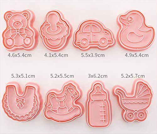 8pcs Cute Baby Shower Cookie Cutters,Newborn party Cookie Stamps (Baby) - color: Baby