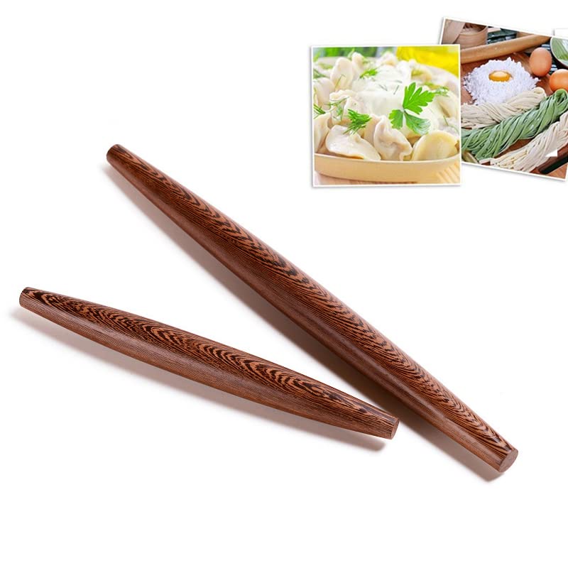 Wenge Wooden Dumpling Rolling Pin, 15 Inch Tapered Design, 2pcs