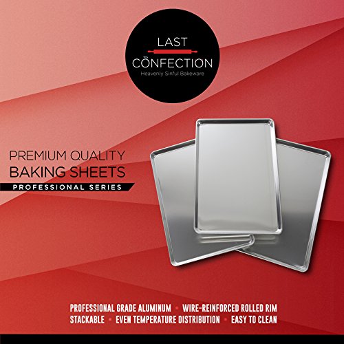 Last Confection 12 Cookie Baking Sheets 9" x 13" - Small Rimmed Aluminum Jelly Roll Trays - Quarter Sheet Pans