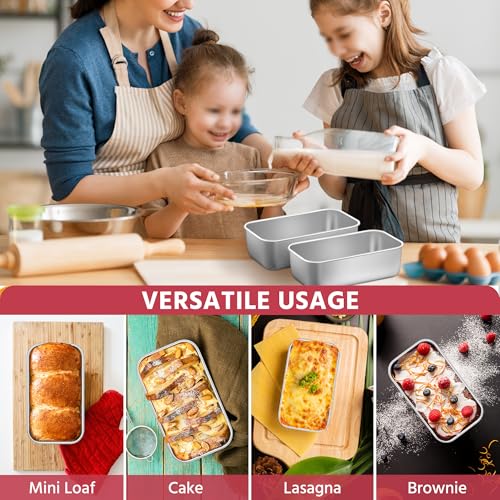 E-far Mini Loaf Pan Set of 8, Small Stainless Steel Bread Baking Pans for Oven, 6.3 x 3.5 Inch Tiny Meatloaf Pans for Homemade Bread Pound Cake Brownies, Non-toxic & Dishwasher Safe - size: Set of 8