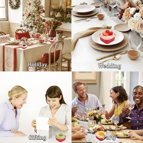 50 Pack 5oz Mini Square Cake Pans with Lids, Red Baking Supplies - color: Red, size: Square