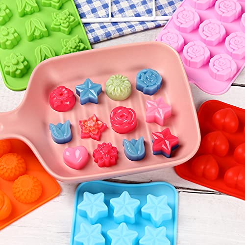 FIRETREESILVERFLOWER Flower Shape Chocolate Candy Molds Set, 6Pcs