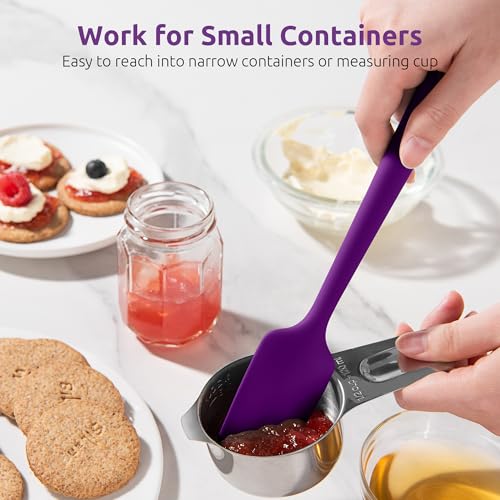 U-Taste Small Mini Silicone Spatula, 9in Rubber Jar Bowl Scraper, Purple - color: Purple