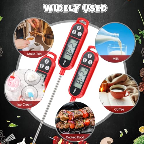 Copkim 6 Pcs Instant Read Meat Thermometer Long Probe,Red - color: Red