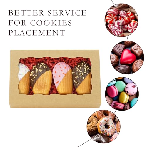 50pcs Brown Cookie Boxes 7x4.375x1.5 Inch Bakery Boxes with window - color: Brown