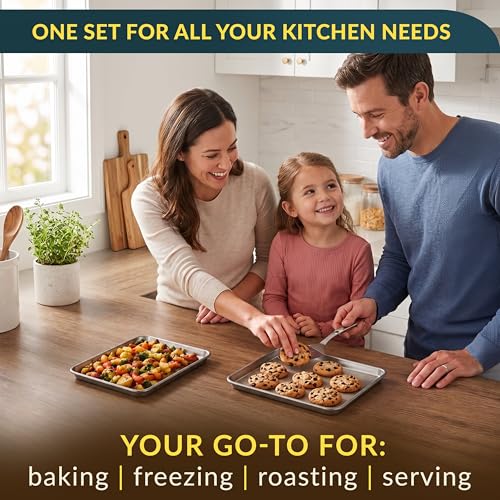 Stainless Steel Cookie Sheet Set of 2, 16" Baking Sheet Pans, Non-Stick - size: 16"x12" (2-Pack)