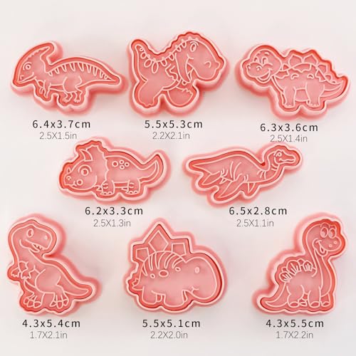 8Pcs Dinosaur Cookie Cutter T-Rex Triceratops Biscuit Molds for Kids Baking - color: Dinosaur B