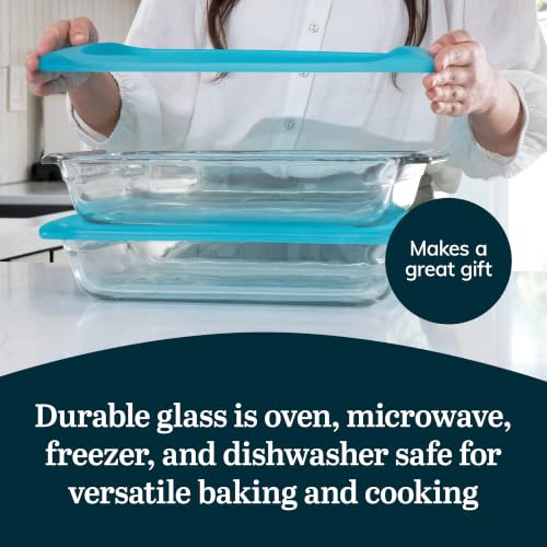 Libbey Baker’s Premium 2 Piece Glass Baking Dish Set, Stackable Casserole Dish with Lid Set, Baking Glassware for Casseroles, Lasagna, Brownies, Cakes - color: Premium - 4pc Rectangle Set