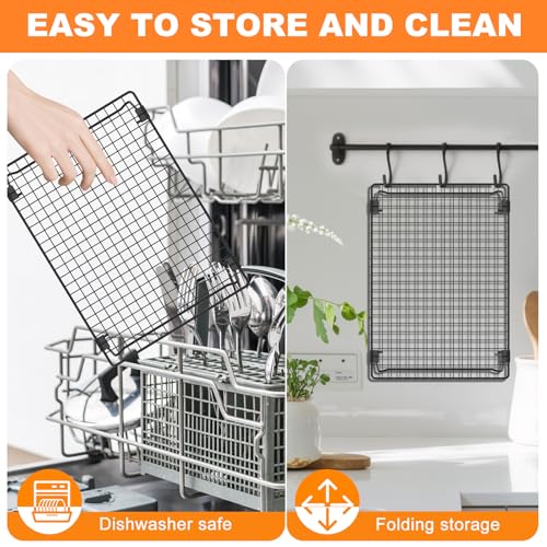 2 Pack Cooling Racks for Cooking and Baking, 13.4 x 9.4 Inch 2-Tier Stackable Cookie Cooling Rack Tall Baking Racks, Carbon Steel Roasting Wire Rack for Baking, Grilling Making Jerky (Black) - size: 13.4“ x 9.4”-2 Pack
