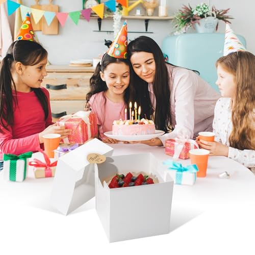 COTOPHER 5Pcs 6x6x6 In Mini Cake Boxes, Square Bakery Boxes with Window - color: White, size: 6x6x6inch