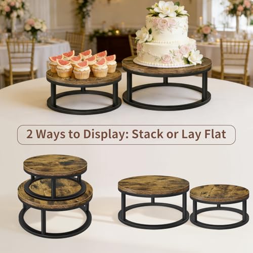 2 Pack Rustic Round Cake Stand Set, 10/12 Inch Cupcake Pedestal Stands - size: 2 Pack - Round