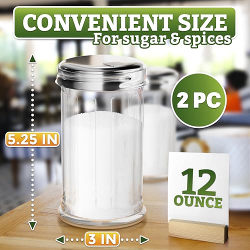 Set of 2 Glass Sugar Container for Sugar and Creamer Set 12 Oz - size: 2 Pcs 12 Oz